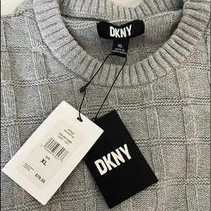 DKNY MENS Grey Chunky Cable Knit Sweater